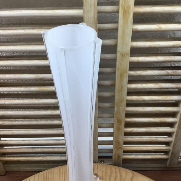 Glass Eiffel Tower Vase 12" White Encased with Clear 1" Opening and 2.75 in Base - Picture 2 of 7